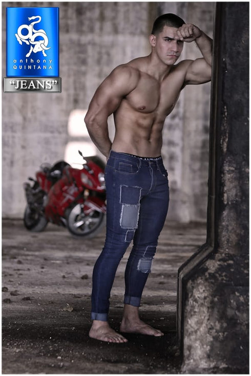 Men's AQ Patched Skinny Fit Stretch Jean "Brooklyn"